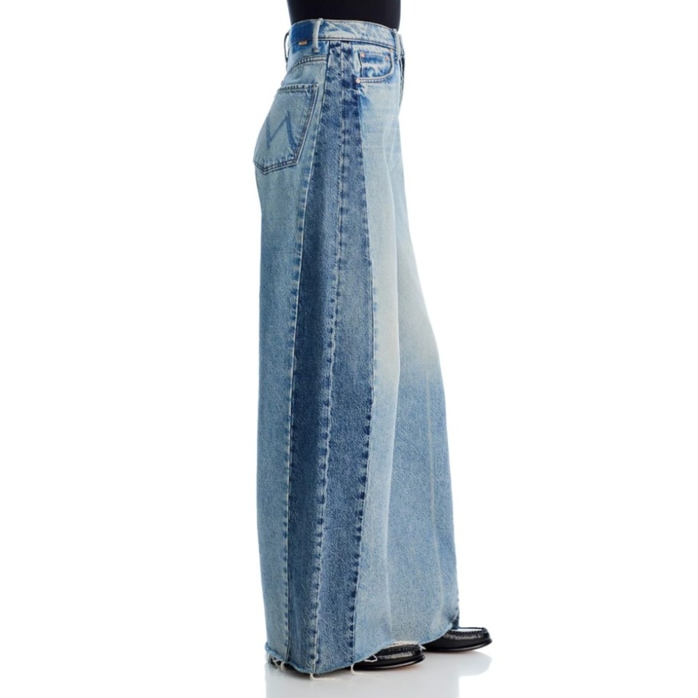 NEW Mother The Pipe-Dream Button Sneak Fray Wide Leg Jean Blinded By The Dark 27 - Picture 3 of 16